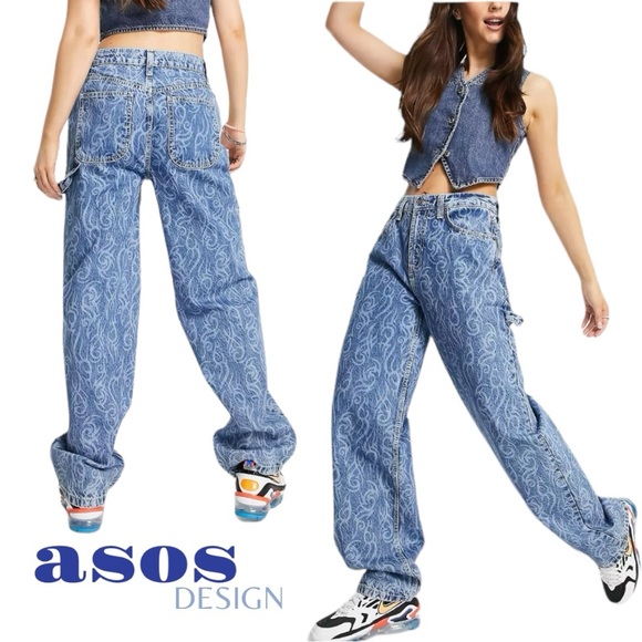 ASOS design Baggy High Waisted Rise Skater Jeans - Women’s 30/32 - Picture 13 of 14